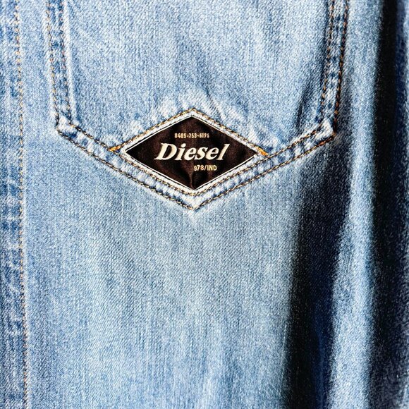 Diesel Industries Medium Wash Denim Snap Button Closure Dress M - Picture 2 of 7